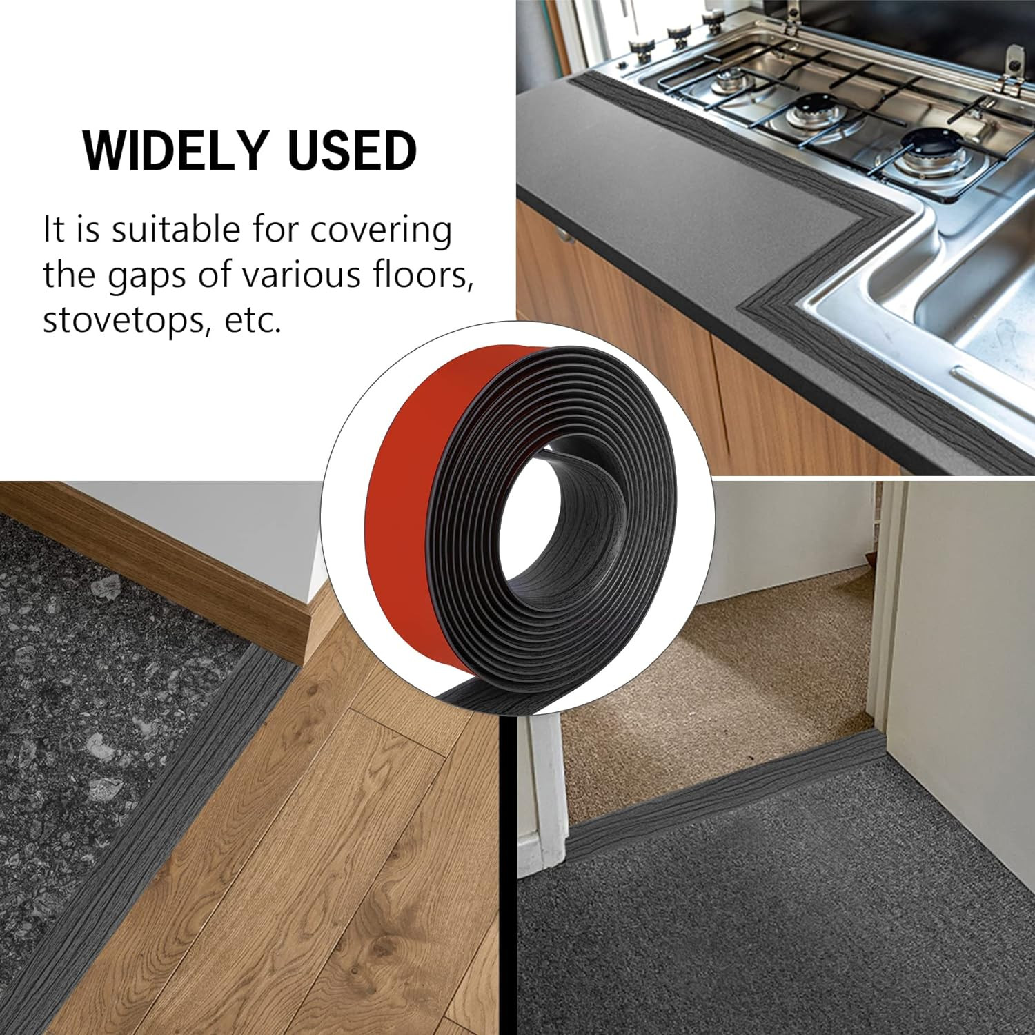 16.4Ft Floor Transition Strip Self Adhesive Vinyl Cover Floor Strip Flat Divider