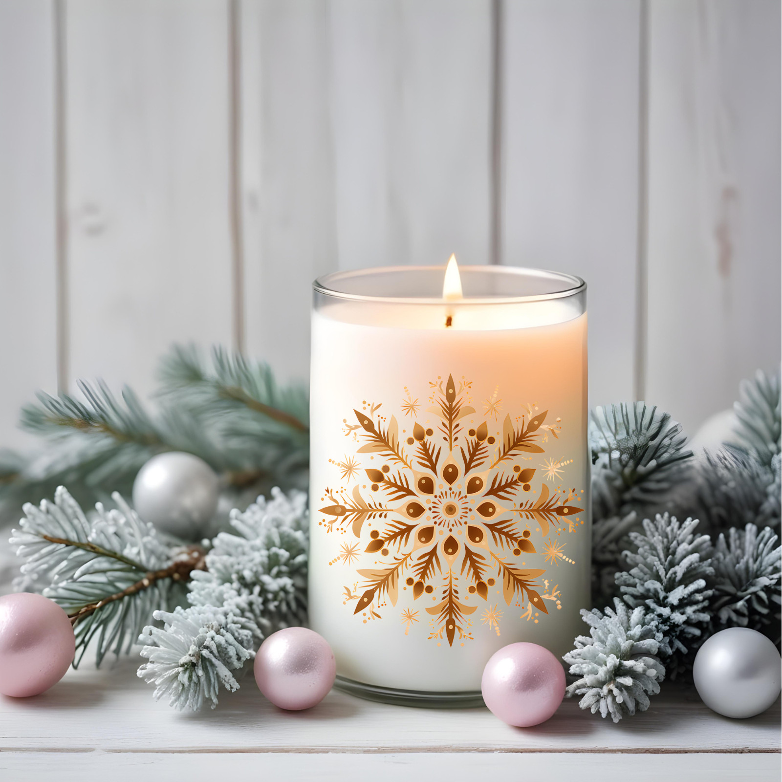 Neutral Christmas Snowflake UV DTF Sticker Transparent Decal