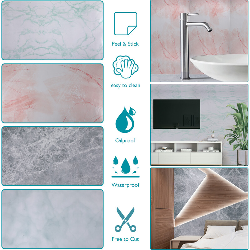 Self Adhesive Marble Wallpaper Peel & Stick Contact Paper for Kitchen Countertop