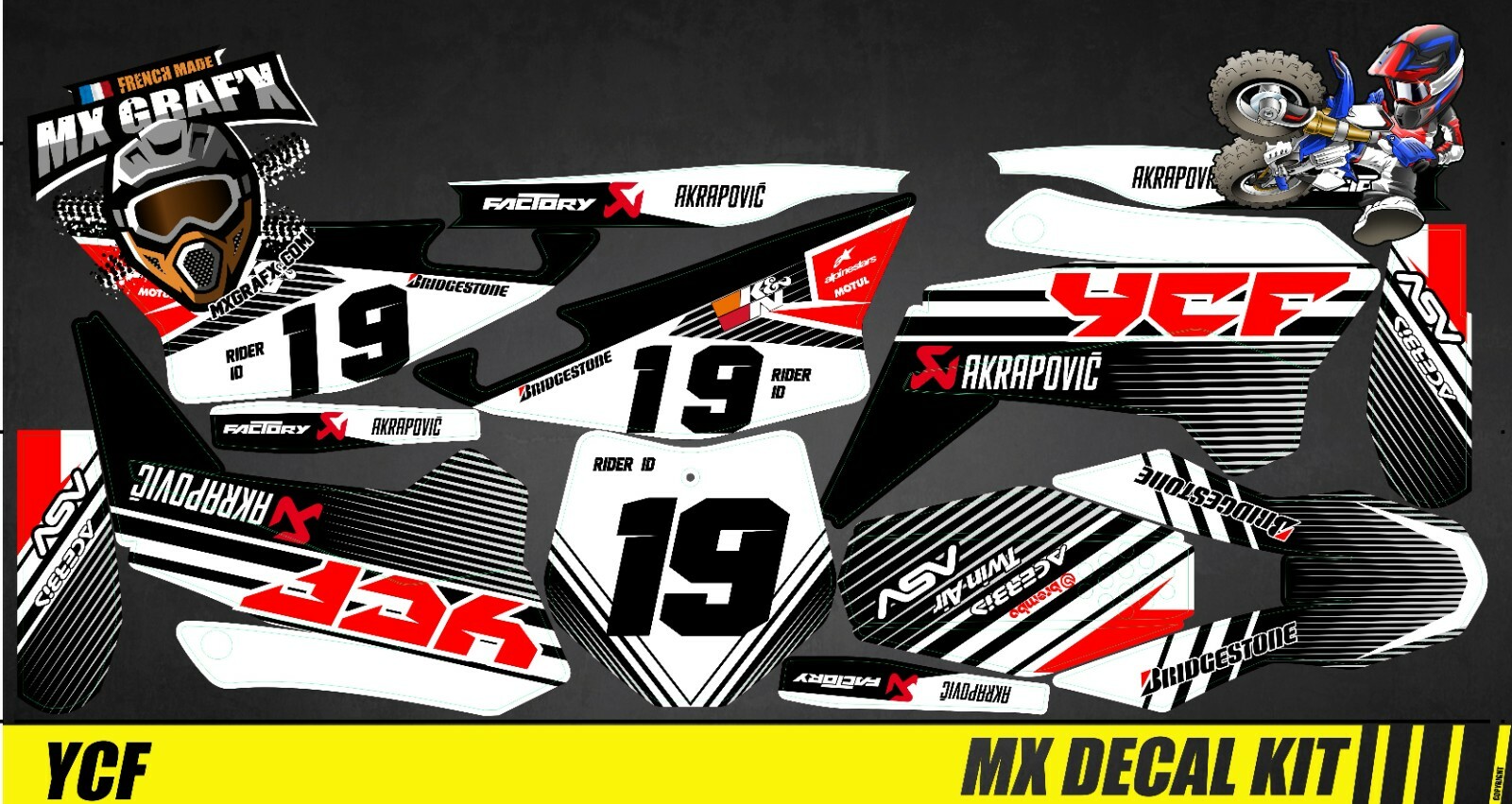 MX Decal Kit For YCF – Stripped