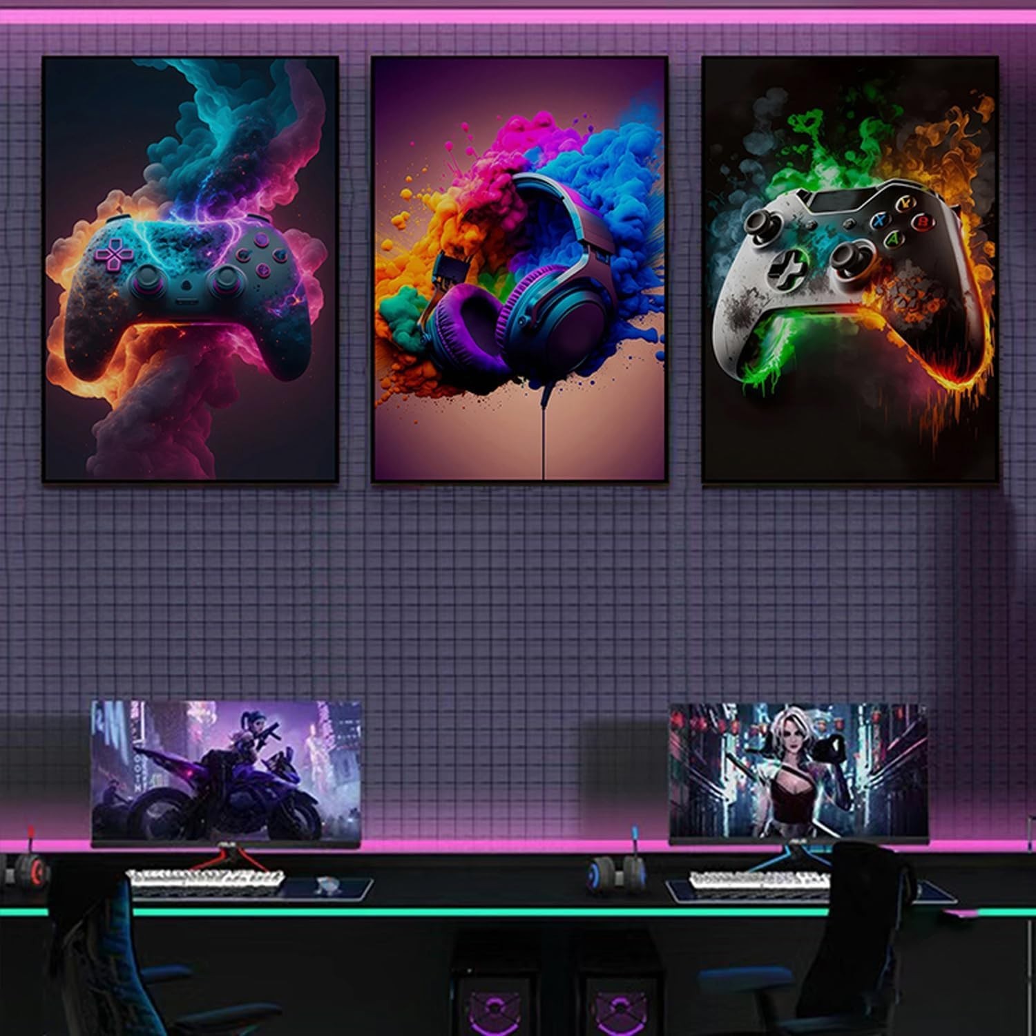 Immersive 12×16 Gaming Art Set – Colorful Unframed Posters for Teen Spaces