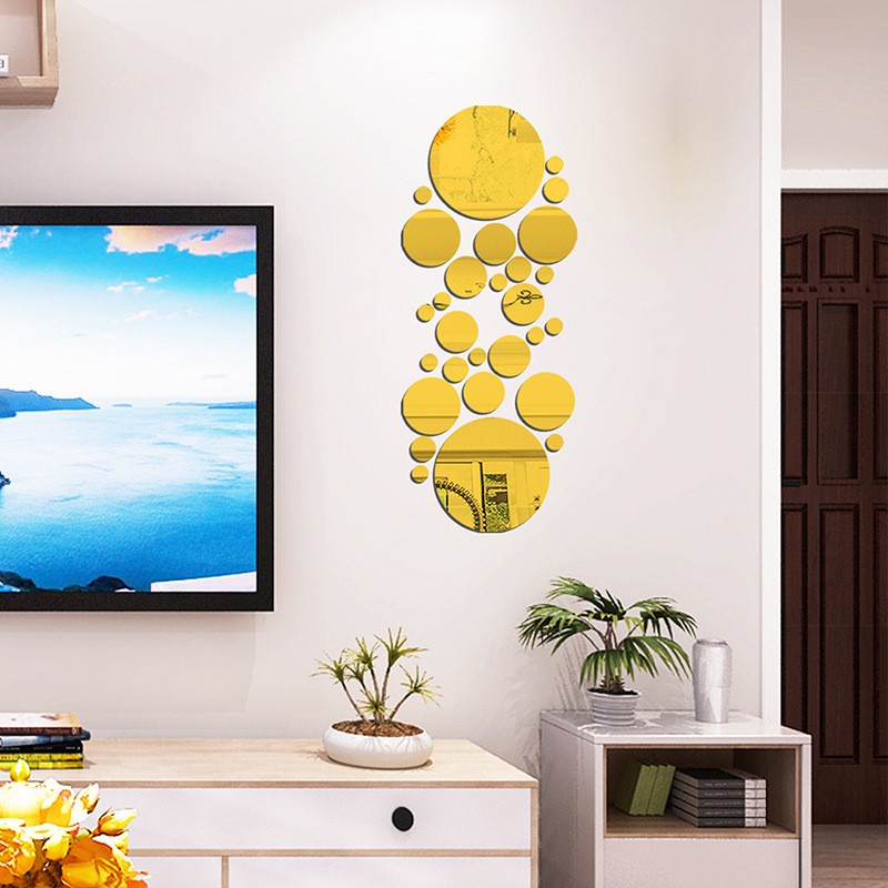 Reusable Self Adhesive Mirror Tiles Lightweight Hallway Background Wall