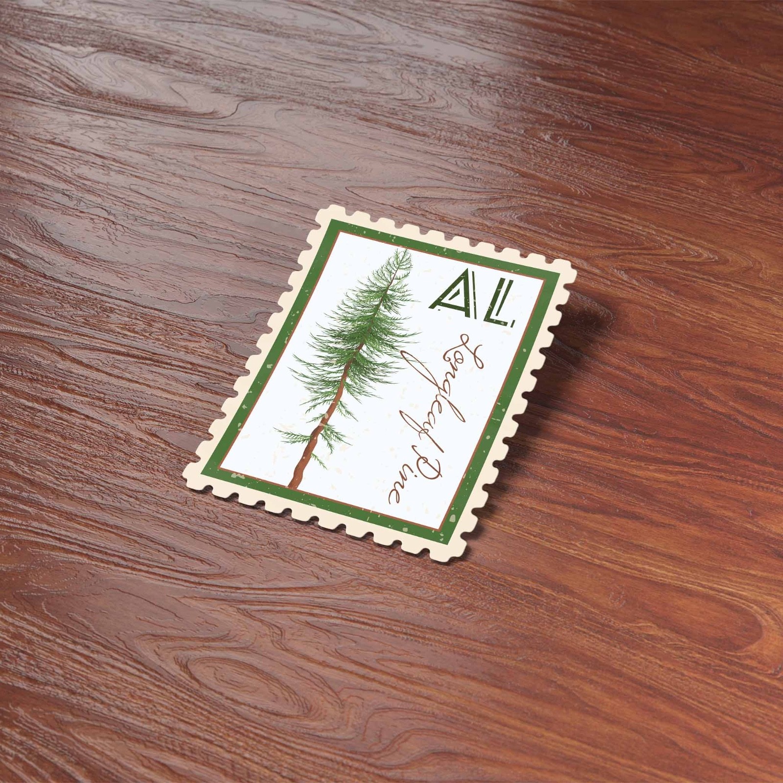 Alabama State Tree Longleaf Pine Sticker – AL Vintage Stamp Decal for Laptop