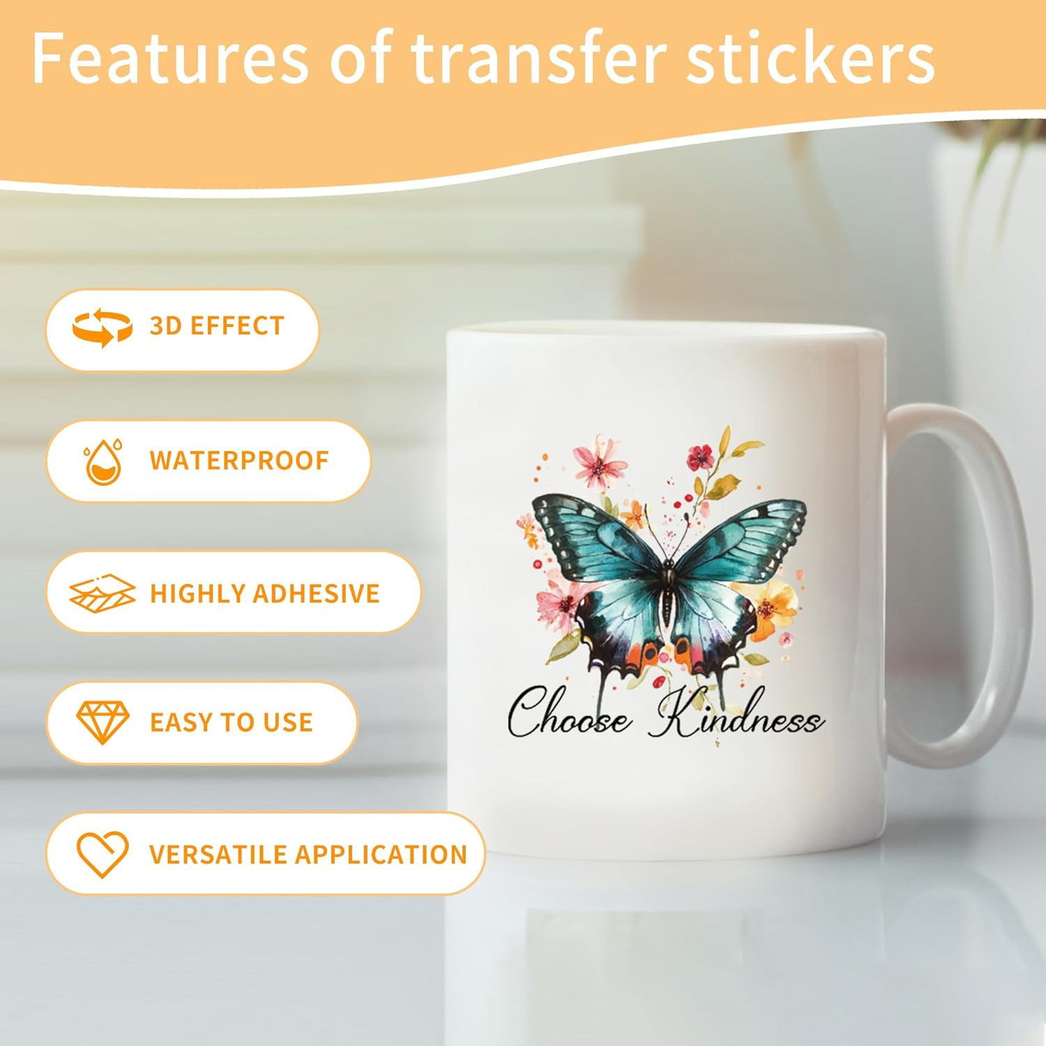 UV DTF Cup Wraps Stickers – 20 Sheet Butterfly UV DTF Transfer Stickers, Animal