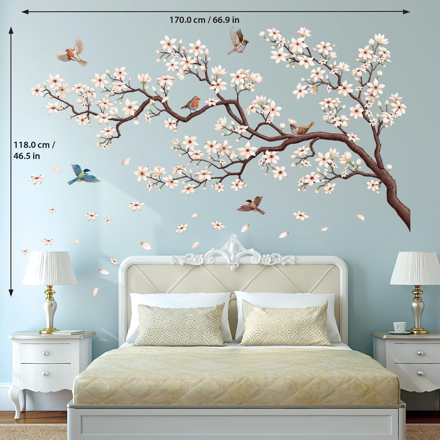 SG4-2317 Oriental Flower Tree Wall Stickers declas Kids Bedroom Cherry Blosso…