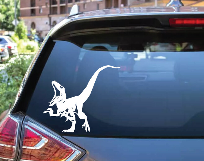 Dinosaur – Roaring Velociraptor #4 – Jurassic Period – 4-21" wide – DieCut Decal