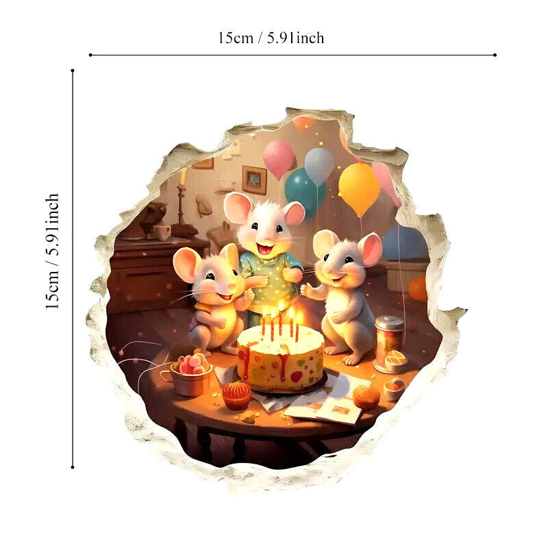 3D Wall Sticker 5.9" x 5.9" HAPPY BIRTHDAY Little Mouse – Shipping Included