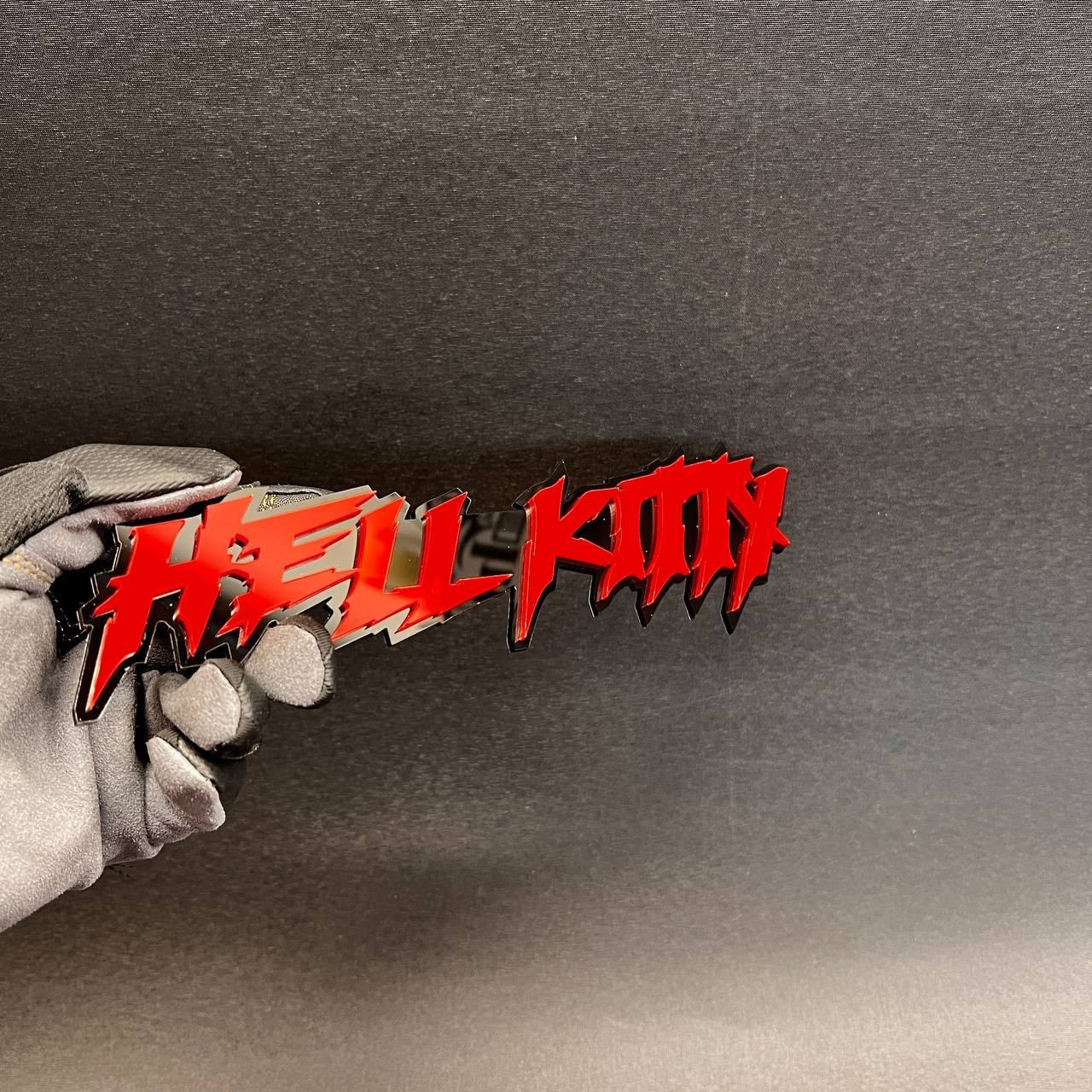 1x HELL KITTY Custom Text 3D Acrylic Car Emblem Badge Multicolor Fender Decal