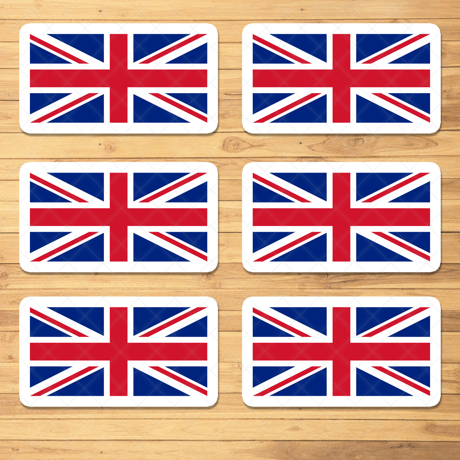 6 Pack Union Jack Waterproof Vinyl Stickers – British Flag Decals
