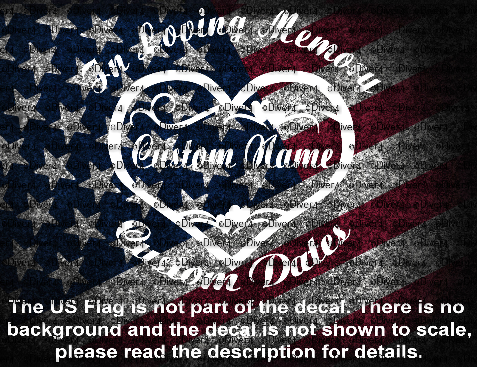 In Loving Memory Heart Memorial Decal USA Made US Seller