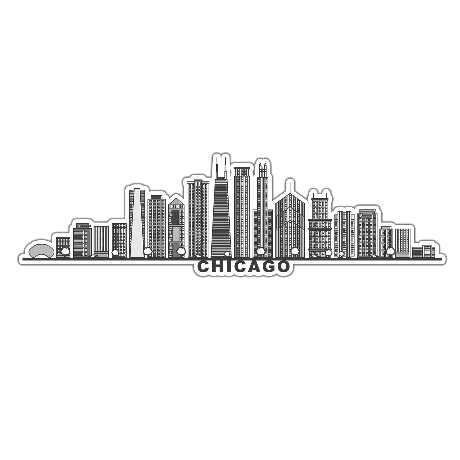 Chicago Sticker Illinois IL Skyline Skyscapes City View Decal Window Bumper Car