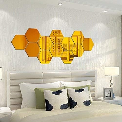 Mirror Wall Stickers – 12PCS Hexagon Art DIY Decorative Acrylic Sheet Plastic Ti
