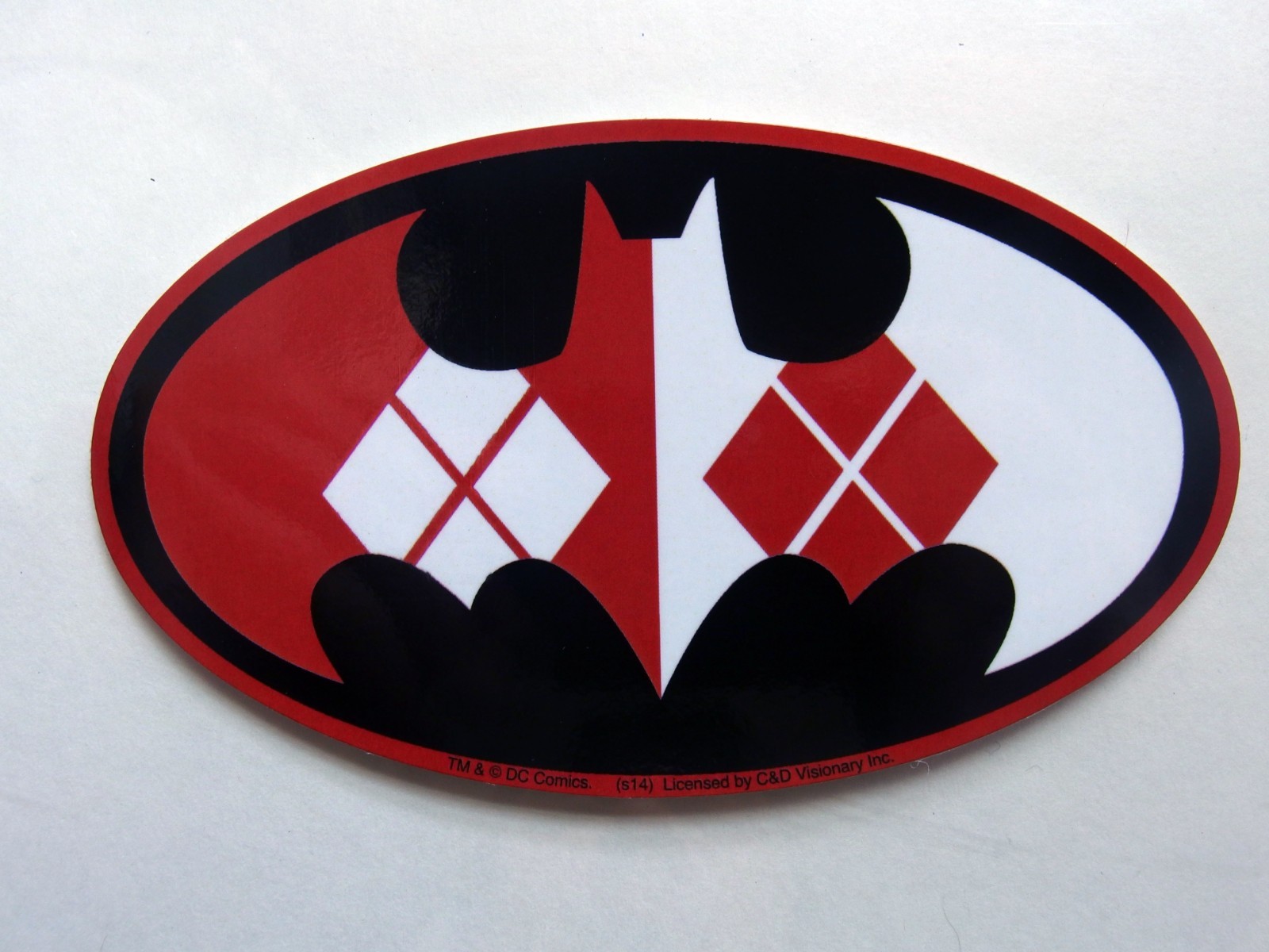 Batman Argyle Logo Sticker DC Comics Harley Quinn Bat Symbol C&D 2014 5×2.875"