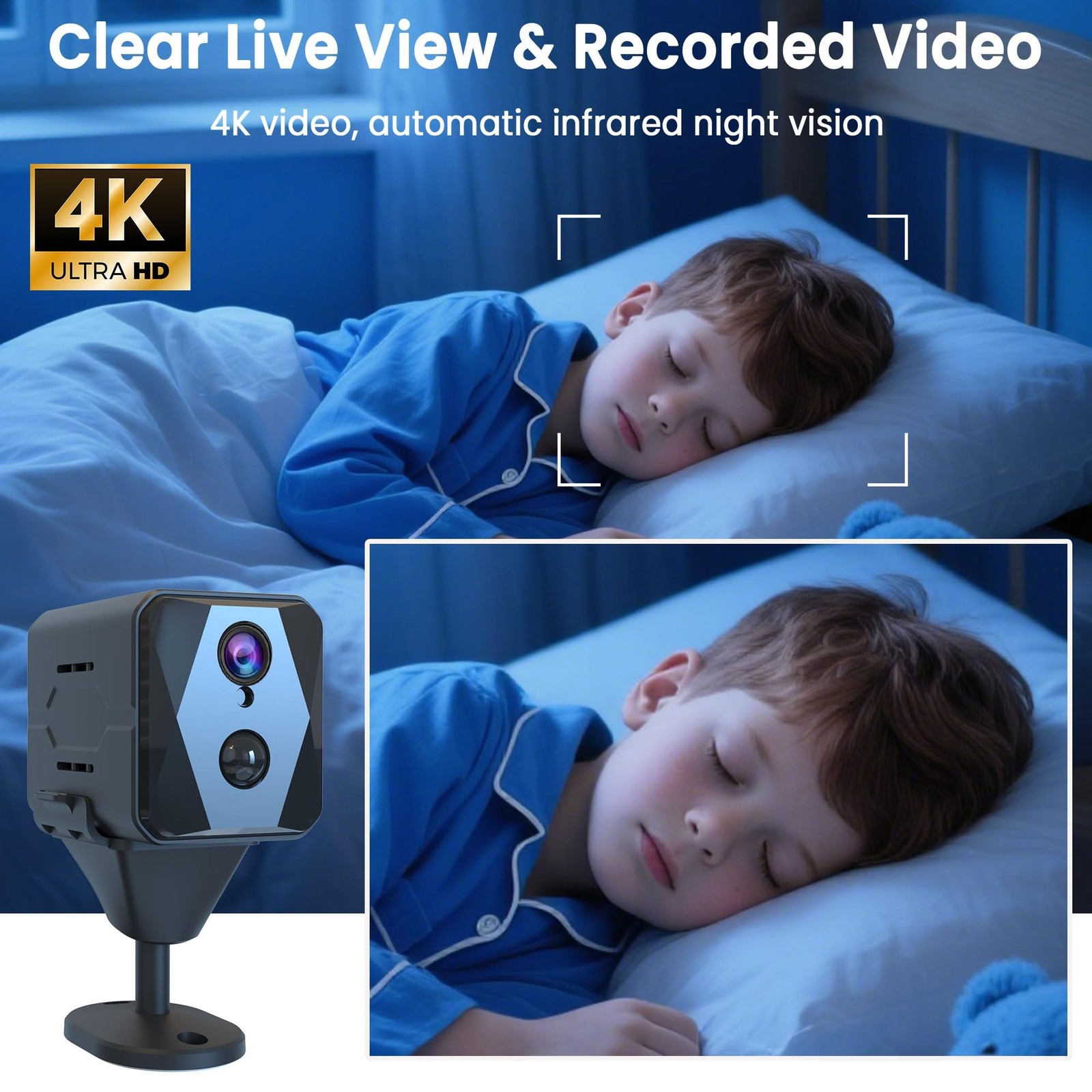 Indoor Camera, 4K Security Camera, Wireless Camera with 100-day Standby Time,…