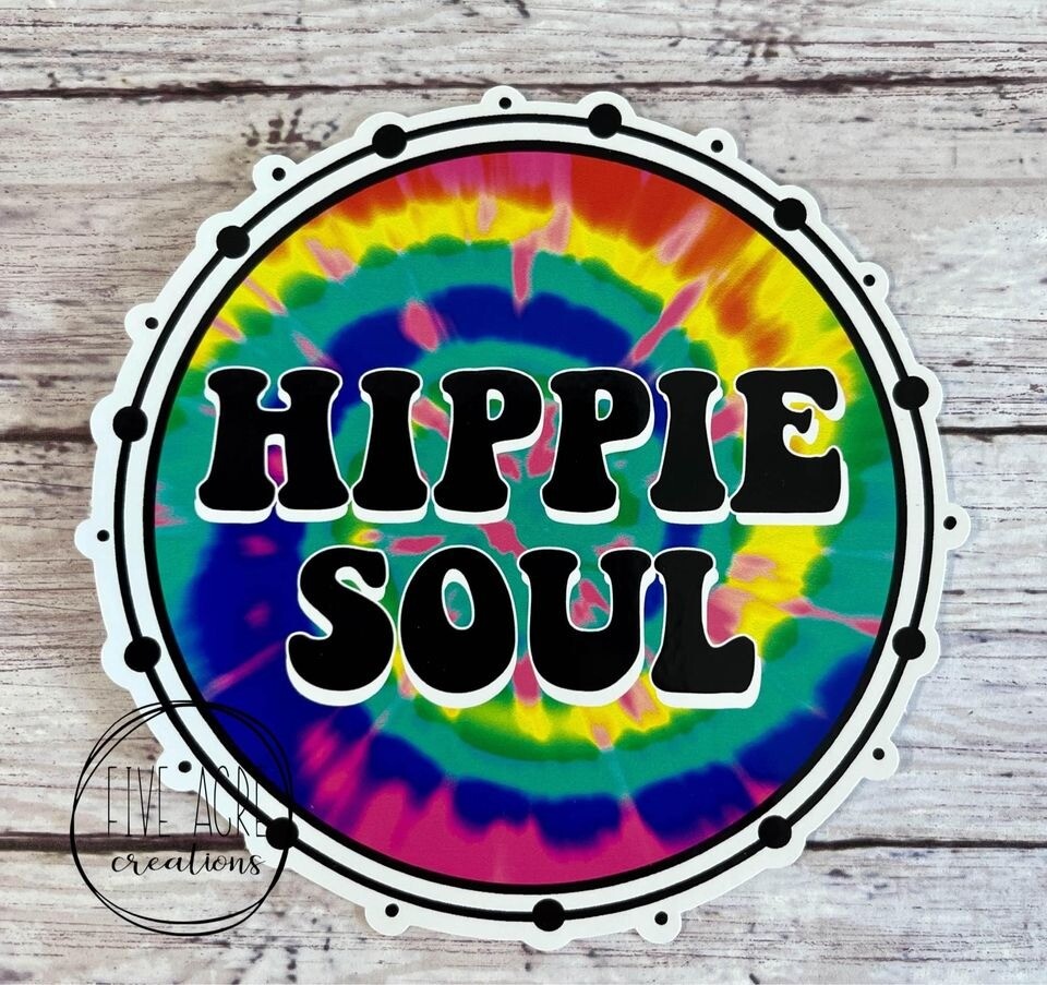 Colorful Waterproof Sticker. Hippie Soul. Tie Dye Car Decal