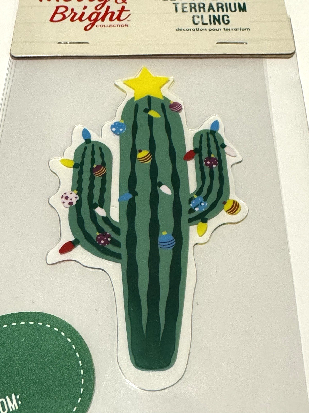Merry & Bright Let's Get Lit Terrarium Cling Gift Tag Christmas Desert Cactus 5"