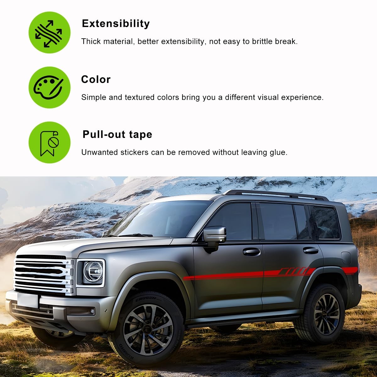 2 PCS Car Side Skirt Decals, 88.58"×4.52" PVC Racing Sports Stickers Waterpro…