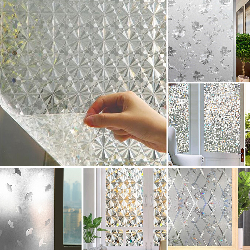 PVC Staticks Privacy Window Glass Film Sticker Cling Frosted Stained Bathroom