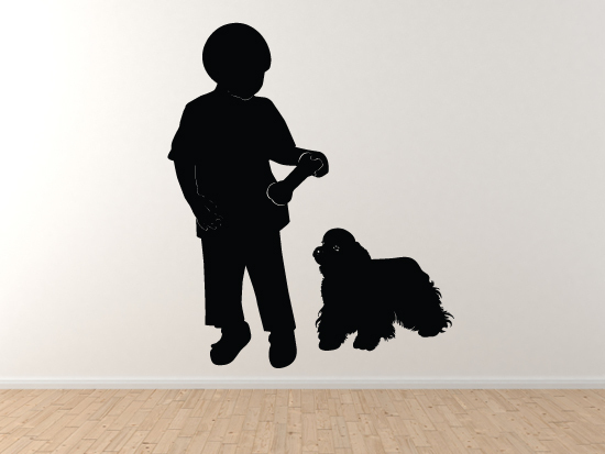 Kids and Pets – Boy and Dog Playing Version 1 – Playground – Vinyl Wall Decal