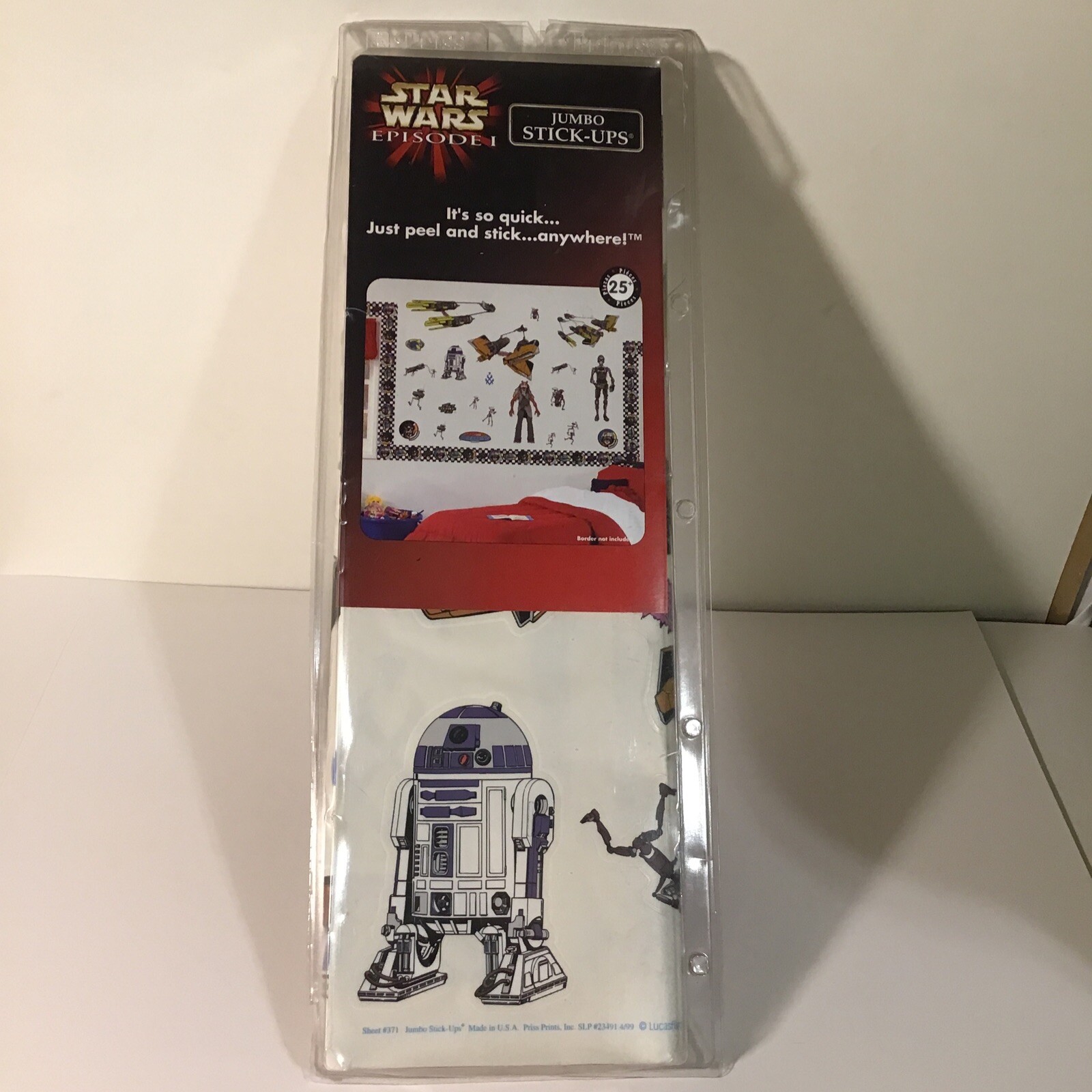 STAR WARS EPISODE 1 TPM JUMBO STICK-UPS 25 WALL STICKERS USA NOS 1999