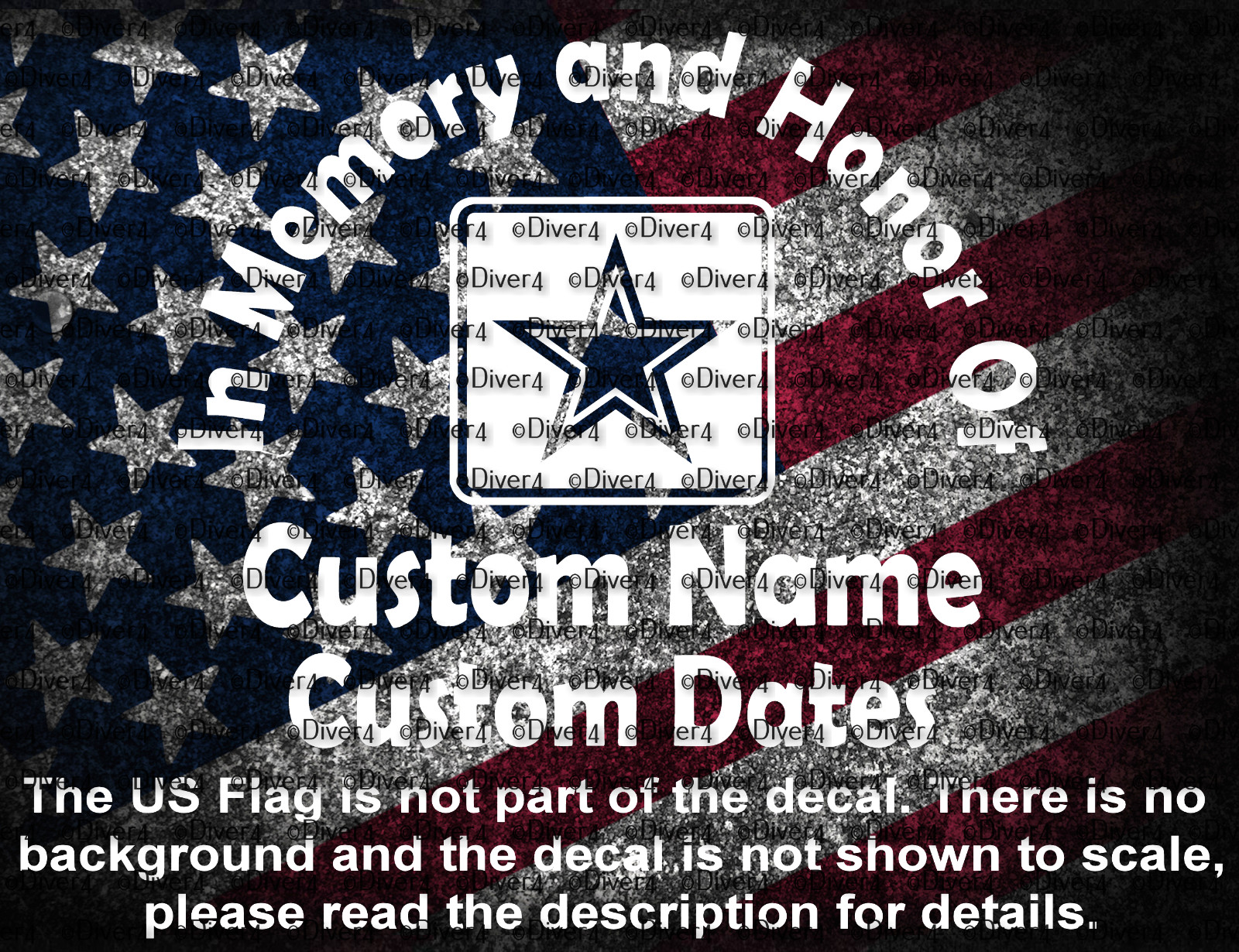 In Honor and Memory Of US Army Memorial Decal USA Made US Seller