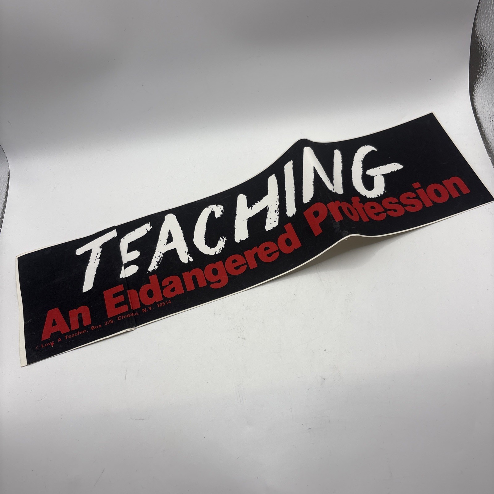 Vintage Teaching An Endangered Profession Love A Teacher Bumper Sticker Read
