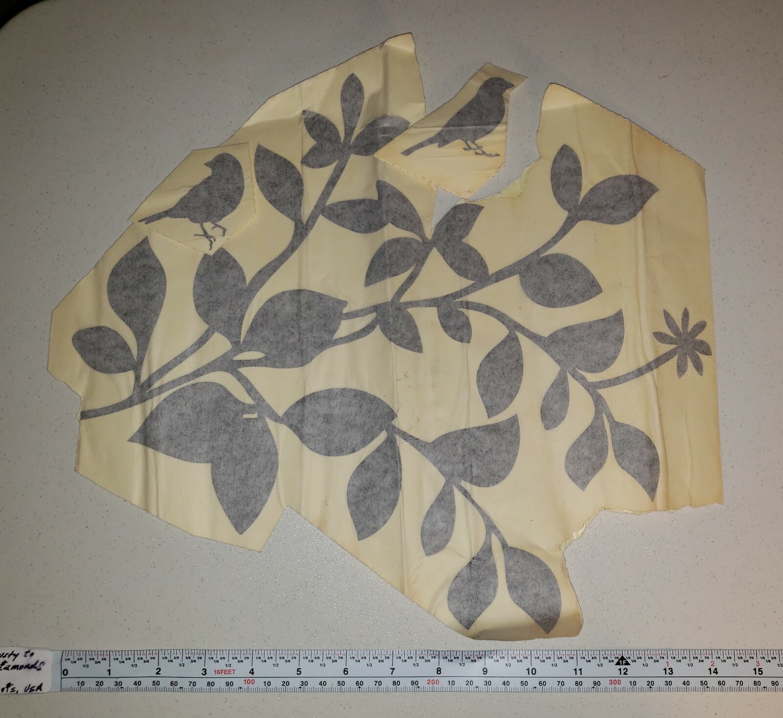 Vinyl Black Decal Tree Branch Bird Leaf Flower Sticker Extra Large 14" x 13" New