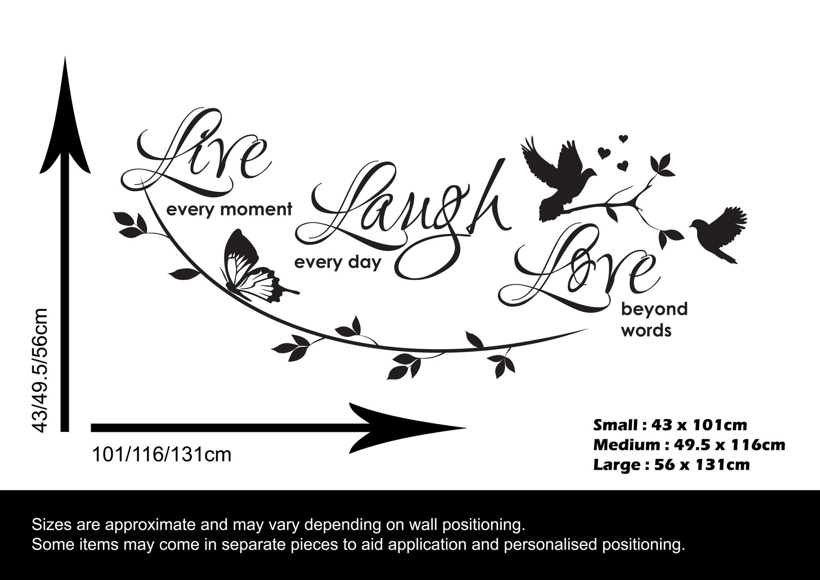 LIVE LAUGH LOVE – WALL ART STICKER – CONTEMPORARY INSPIRATIONAL VINYL TRANSFER