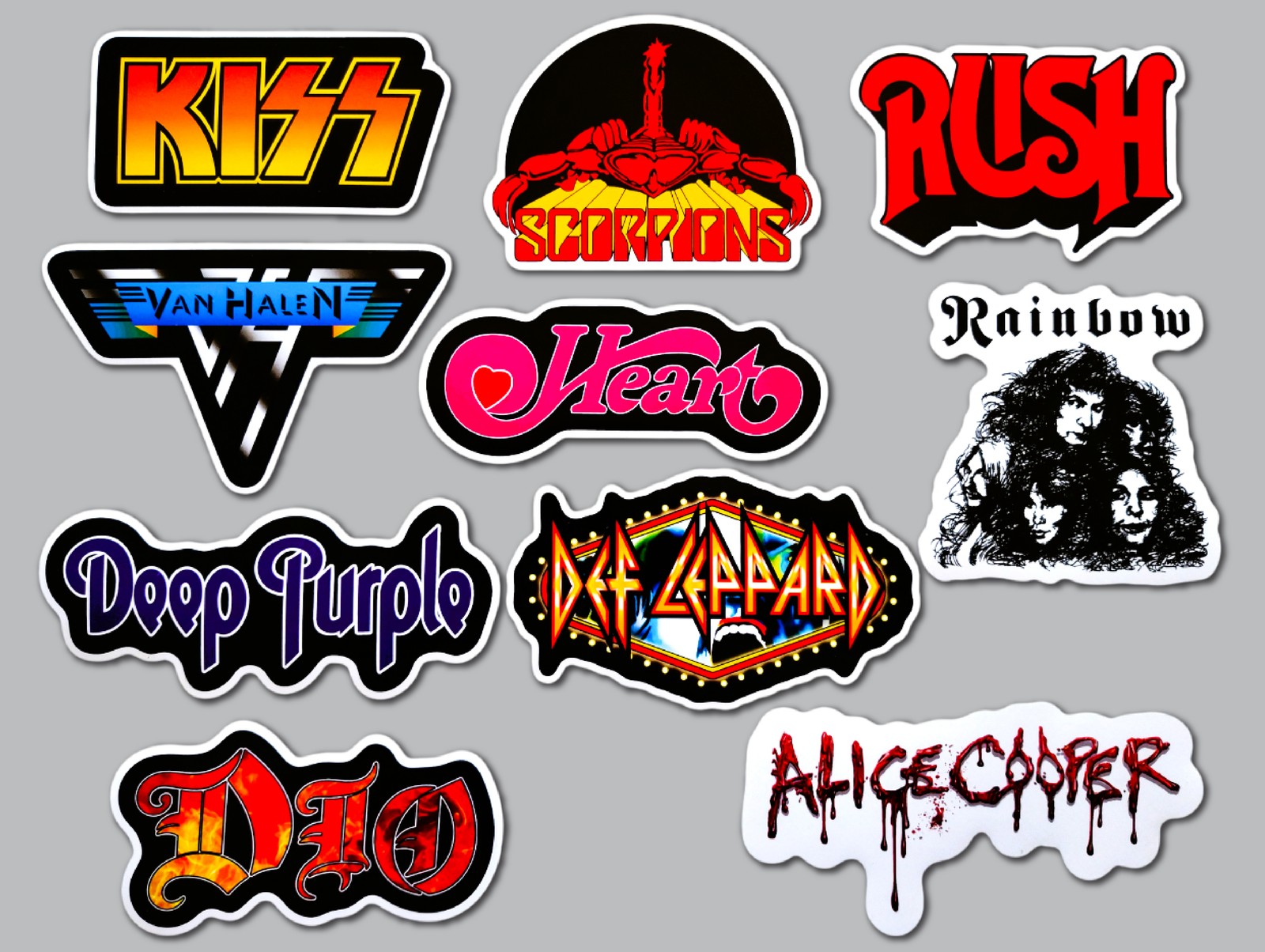Metal / Hard Rock Vinyl Sticker Lot (10 Stickers) SET 2 dio def leppard kiss