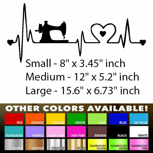 Sewing Heartbeat Lifeline Decal Sticker for Home Car Window Wall Door Laptop Mac