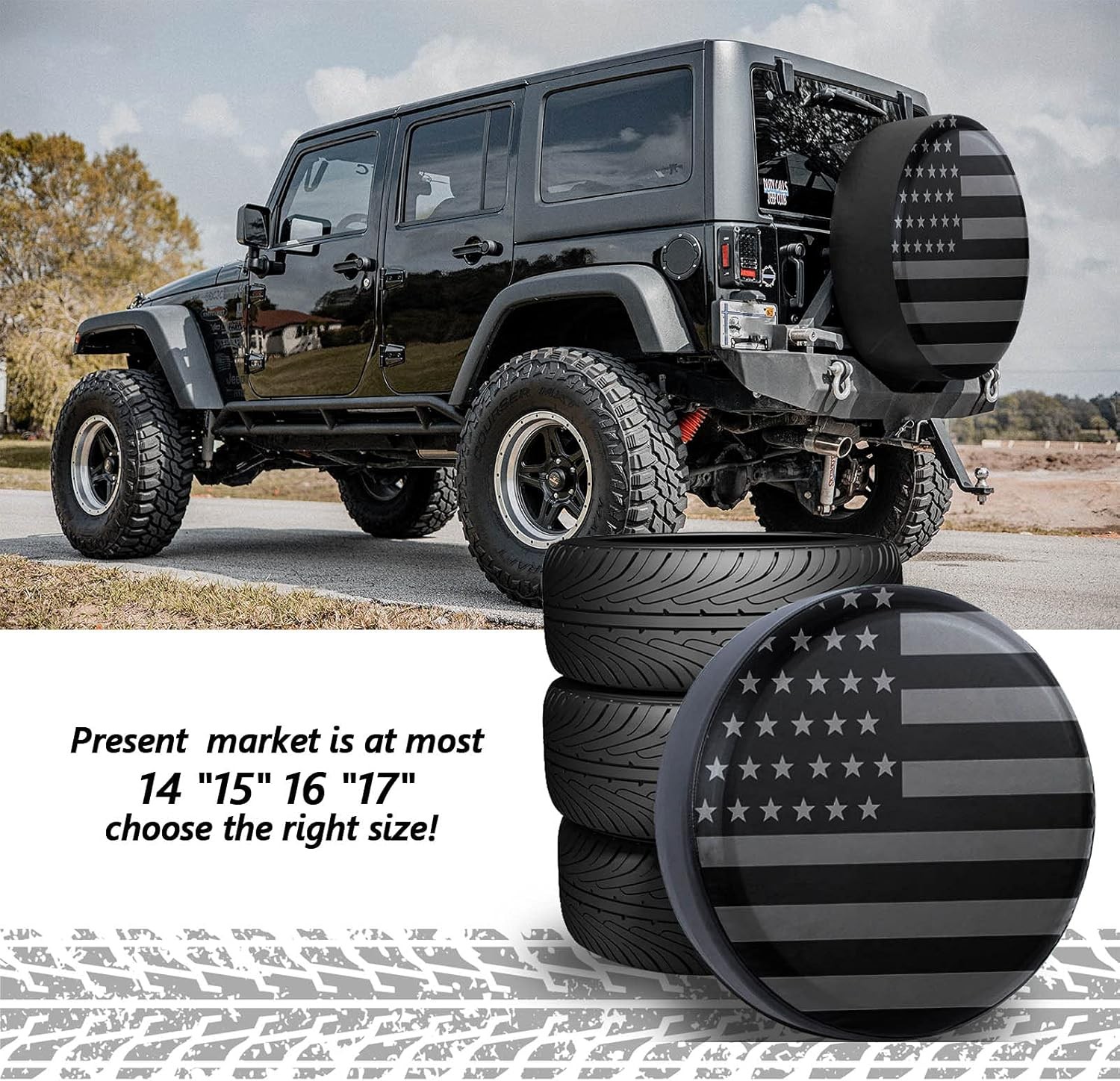 American Flag Spare Tire Cover, Fit For Jeep Wrangler, Rv, SUV, Truck, Trailer