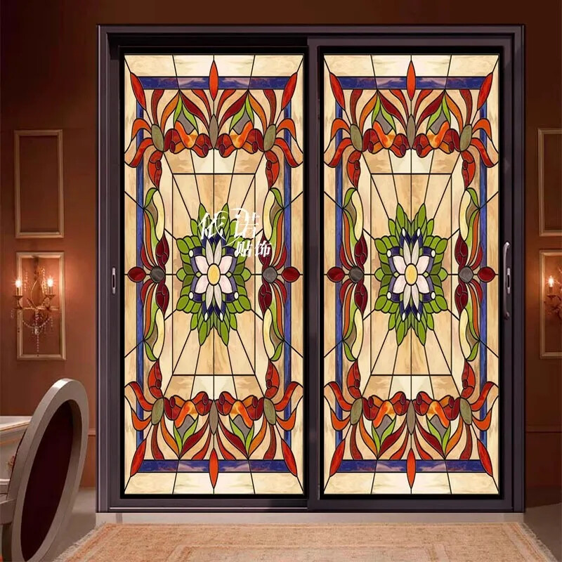 Vintage Self-adhesive Window Film Frosted Stained Privacy Glass Sticker Decor