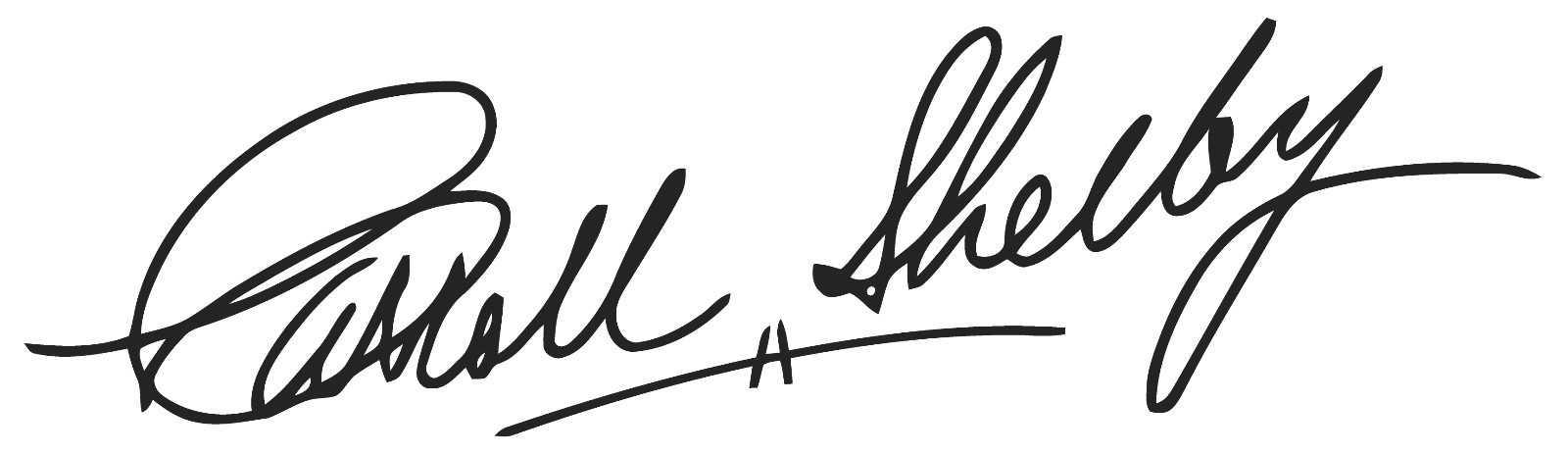 1.5" x 5" Carroll Shelby Autograph Signature Vinyl Decal Sticker Shelby Cobra