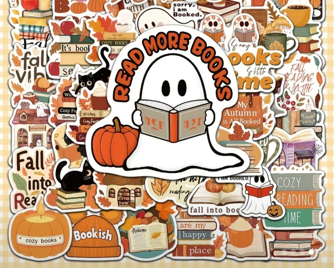 10 PCS Fall Autumn Cozy Reading Literature Books Novel Lover Stickers BRAND NEW