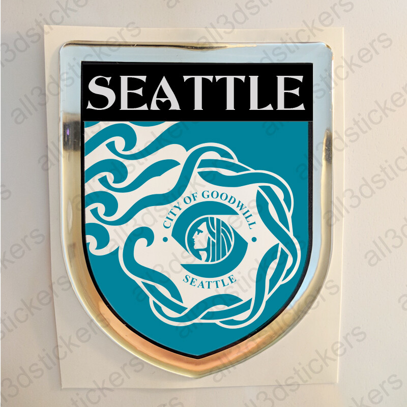 Seattle USA Sticker Seal Resin Domed Flag United States 3D Stickers Shield
