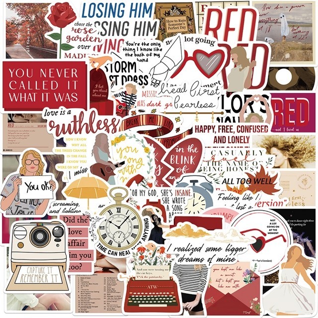 10pcs Taylor Swift Inspired Stickers, Red Tour Stocking Stuffer