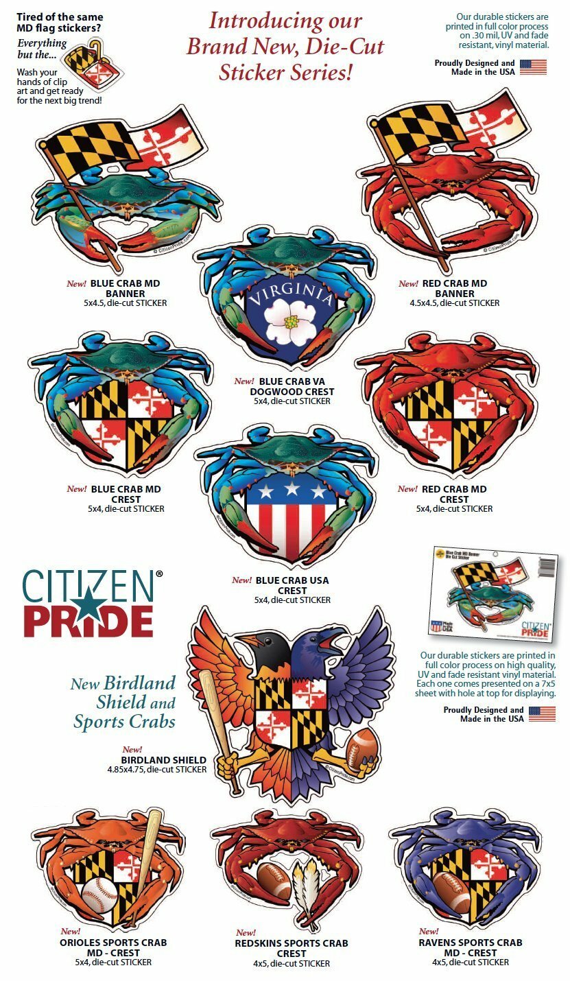 Raven Crab Football Maryland Crest Sticker, 5×4