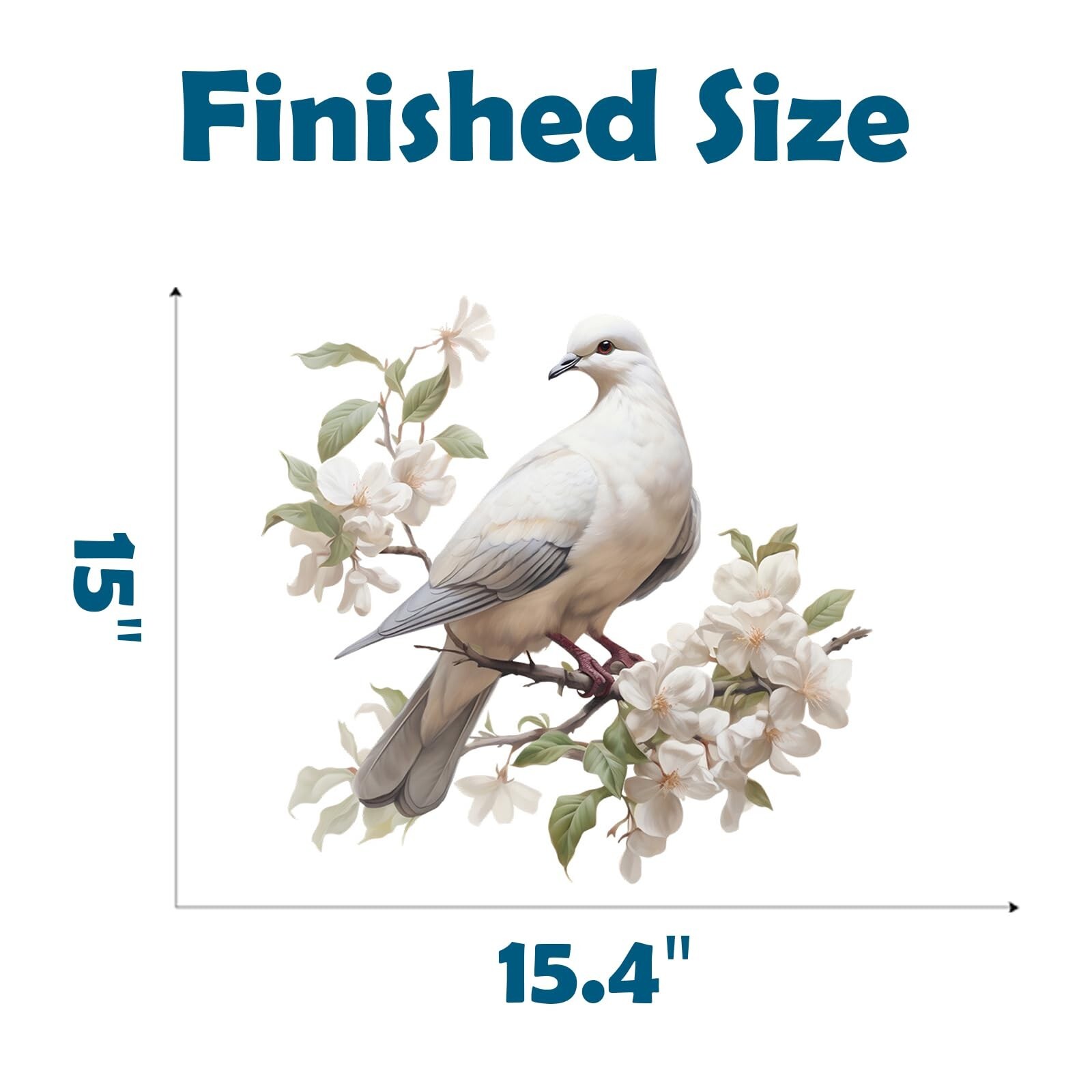 Watercolor Soaring Dove Amidst Blooming White Flowers Wall Stickers Nursery A…
