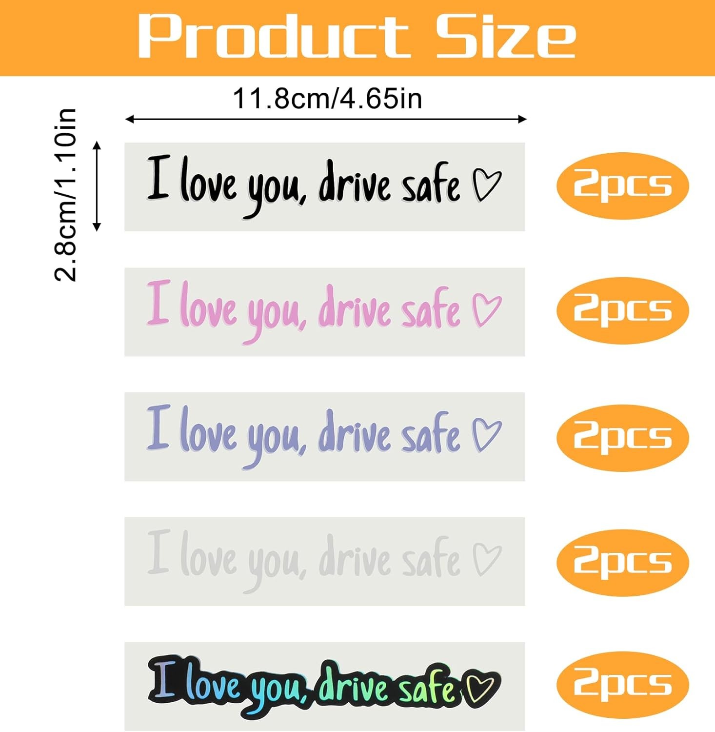 10PCS I Love You Drive Safe Car Mirror Stickers – Waterproof & Reusable