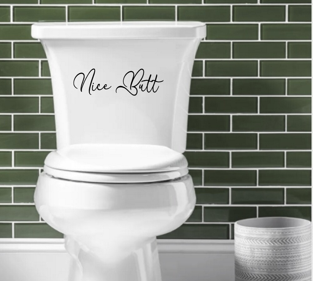 BERRYZILLA Nice Butt Decal Trendy Cute Funny Joke Sticker Bathroom Toilet Decor