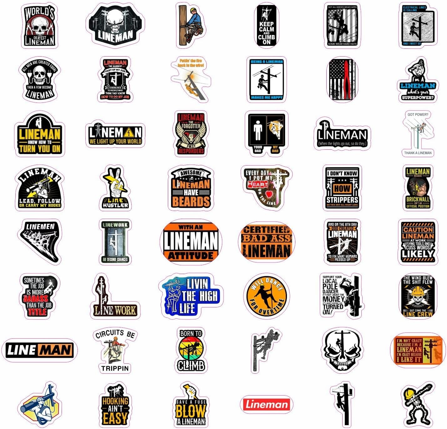 100 Pcs Lineman Stickers for Hard Hats – Durable Construction Decals