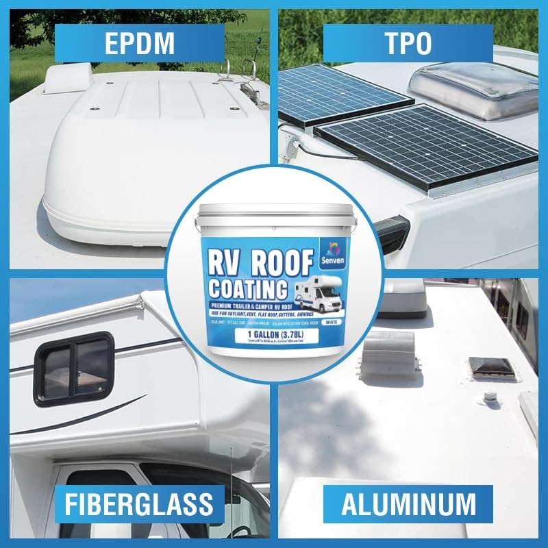 RV Roof Sealant RV Roof Coating RV Roof Sealant White 1 Gallon Waterproof Sol…