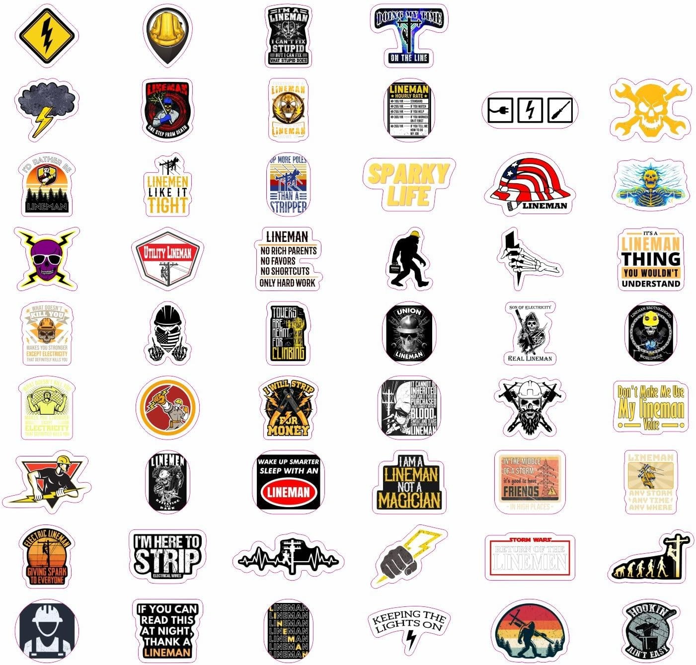 100 Pcs Lineman Stickers for Hard Hats – Durable Construction Decals