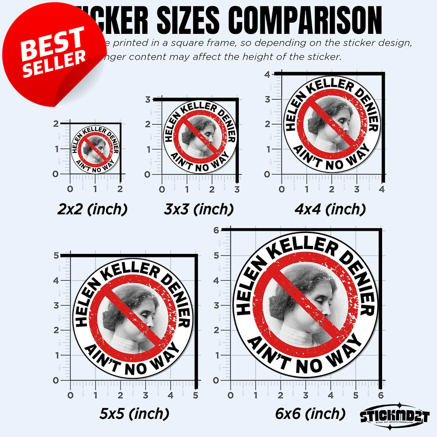 3Pc Helen Keller Denier Matte Stickers 3" Vinyl for Laptop Kindle Water – US