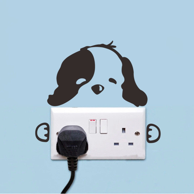Wall Art-Dog Decal/Sticker for Light Switch Plate Cover, Door Handle, ETC-CUTE!!