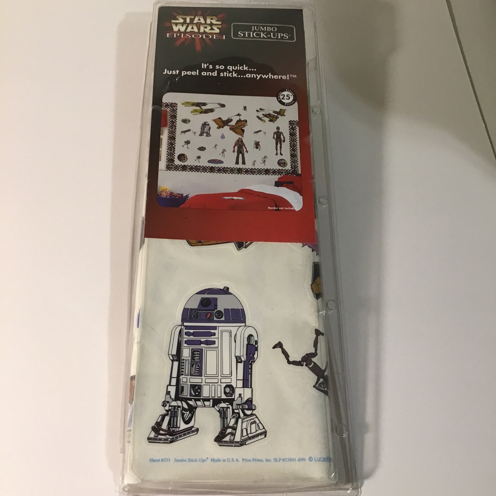 STAR WARS EPISODE 1 TPM JUMBO STICK-UPS 25 WALL STICKERS USA NOS 1999