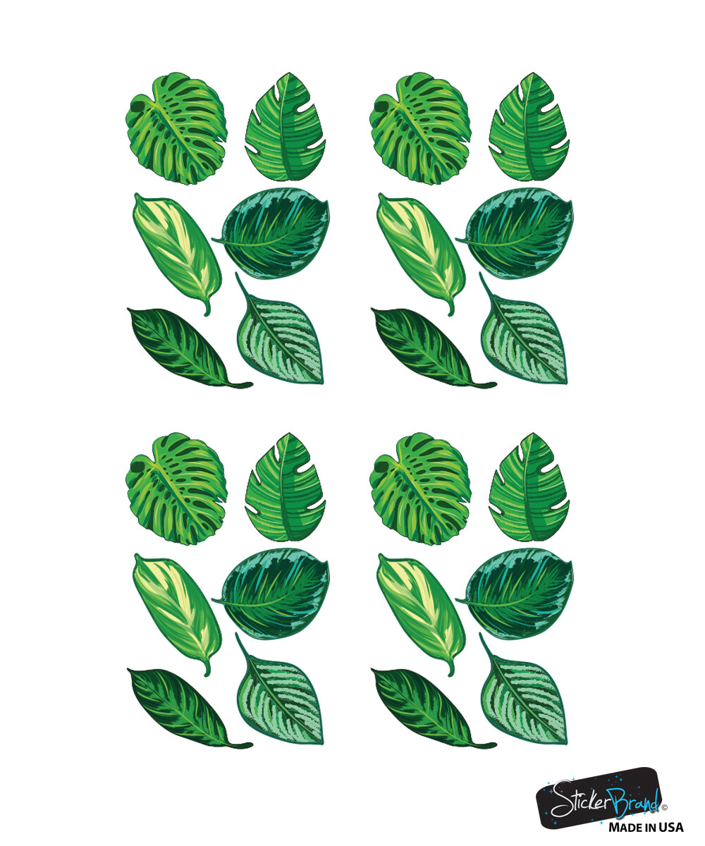 Tropical Plant Leaves Wall Decal, Hawaiian Party Beach Theme Decor. #6094