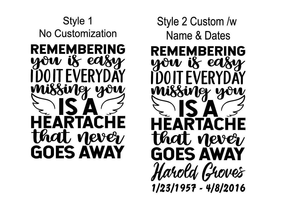 In Loving Memory- Remembering You Is Easy Sticker Decal Memorial Optional Custom