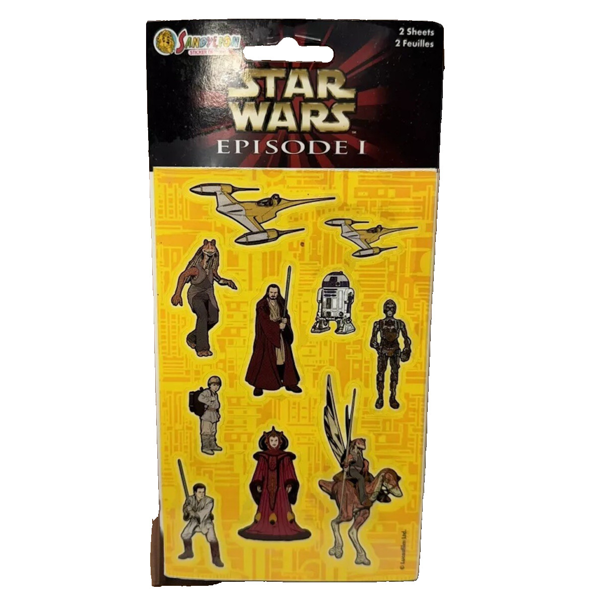 Vintage 1999 Sandylion Star Wars Episode 1 Sticker Sheet 2 Pack PSTW5 New Sealed