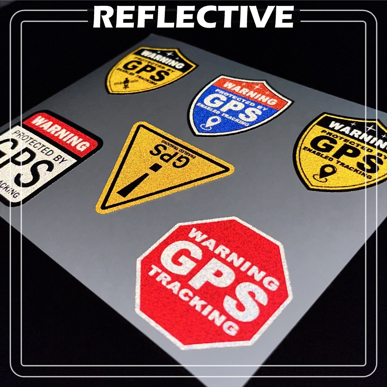 6-Pack Variety 3M REFLECTIVE GPS Tracking Laminated Stickers FREE SHIPPING